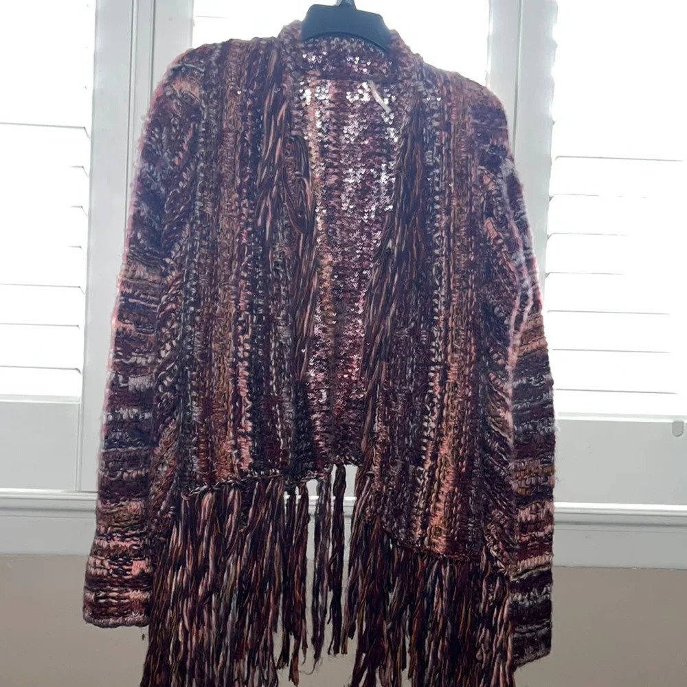 Free people open fringe sweater size small